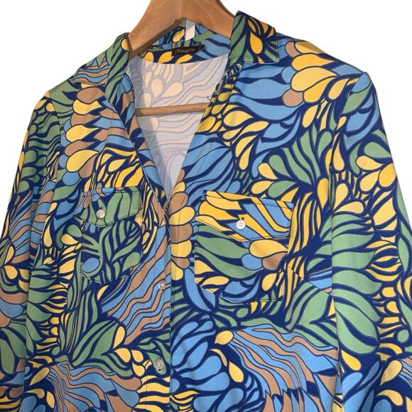 J. McLaughlin Brynn Lyford Jersey Multicolor Retro Print Shirt Dress EUC Size S - Picture 4 of 9